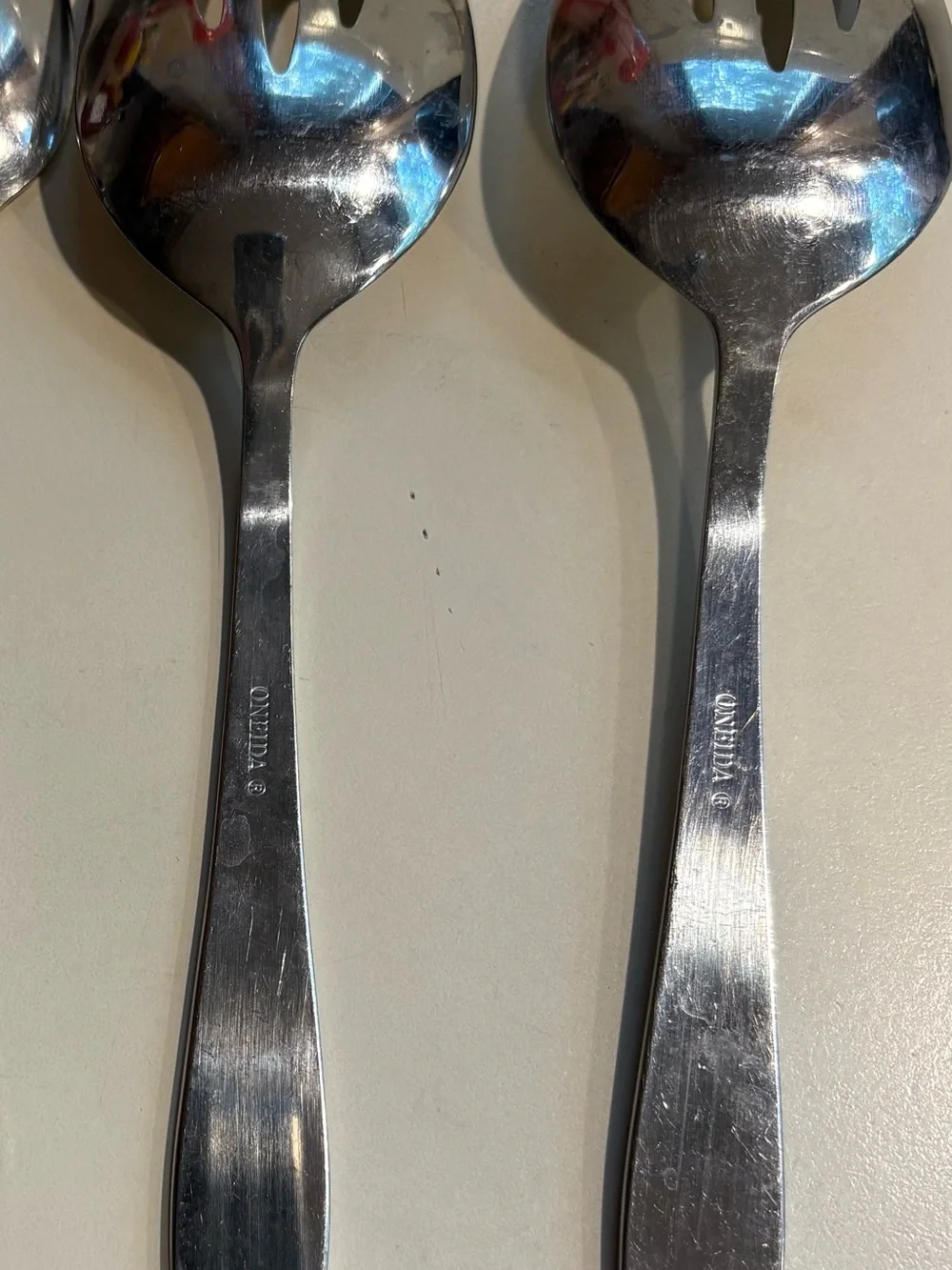 Set of 2 Oneida Stainless Steel Slotted Serving Spoons